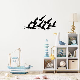 Wallity Migrant Birds Escultura de Pared de Metal Negra